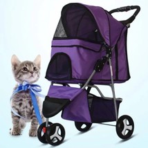 Pet Stroller 3 Wheels Cat Dog Travel Folding Carrier Lightweight Breathable Bag  - £595.76 GBP+