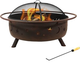 Sunnydaze Cosmic Fire Pit For Outdoors - 42-Inch Large Wood-Burning Fire Pit - £248.59 GBP