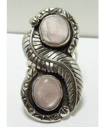 HUGE 2&quot; Native American Sterling Silver Pink MOP Mother o Pearl Sz 10.5 ... - £102.21 GBP