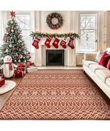Bavni Holiday Christmas Area Rug Washable 8&#39;x10&#39; Fireplace Living Room Red - $1,163.60 MXN