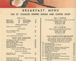 St Charles Hotel Dining Room and Coffee Shop Breakfast Menu March 1949  - $37.62