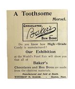 Winthrop Baker Chocolate Bon Bons 1894 Advertisement Victorian Boston AD... - €17,16 EUR