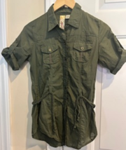 Women&#39;s Shirt Army Green Brand: Spoiled Button Down Short Sleeve Size: M... - £21.50 GBP
