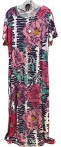 NWT LuLaRoe 2XL Black &amp; White Big Purple Pink Flowers Maria Knit Long Ma... - $37.61