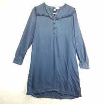 Old Navy Dress Womens Small Denim Shirt Long Sleeves Medium Wash Ruffle ... - £10.19 GBP