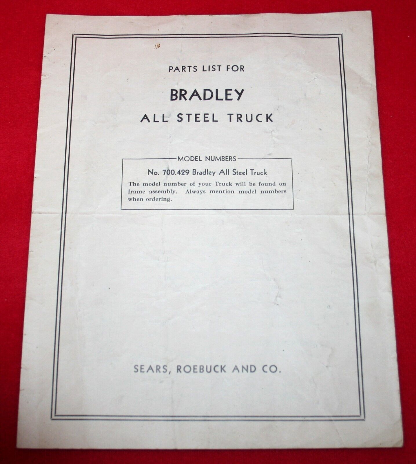 Primary image for Vintage SEARS ROEBUCK David Bradley All Steel Farm Truck Parts List Catalog