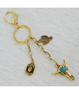 Western Rodeo Bag Charm Keychain Bull Skull Cactus Cowboy Hat - €17,00 EUR