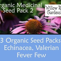 Organic Herb Seed Pack 2 Echinacea Seeds Valerian Seeds &amp; Fever Few Seeds Starte - $19.98