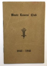 1945 - 1946 Music Lovers Club Program Booklet St. Paul Minneapolis Minne... - £11.94 GBP