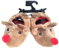 Holiday Time Christmas Reindeer Slippers Size 3 Holiday Shoes Ages 3-6M NEW - £9.83 GBP