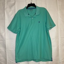 IZOD Advantage Performance Polo Shirt L Aqua Stretch Cotton Blend - $15.95