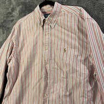 Ralph Lauren Dress Shirt Mens 17.5 34/35 Pink Striped Classic Fit Button... - $13.89