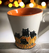 Spectrum Designz Halloween Black Carmen Cats In Pumpkin Patch Ceramic Mug 17 Oz - £19.60 GBP