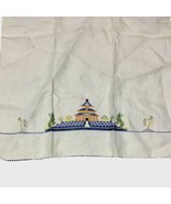 21x14 Decorative Asian Temple Towel Cross Stitch Petite Point Kitchen Te... - £14.96 GBP