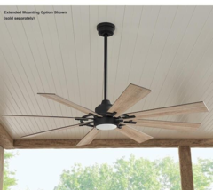 Home Decorators Makenna 60&quot; Indoor/Outdoor Matte Black Ceiling Fan w/ Remote - £172.19 GBP