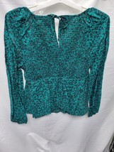Womens Black/ Green Floral Sweetheart Peplum Top Ava & Viv Plus Size 1X (14W) image 3