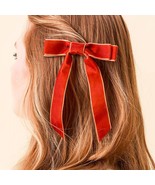 Velvet Hair Bow Clip Brown - $244.61 MXN
