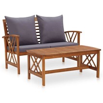  Garden Lounge Set Acacia Wood, Dark Grey Solid Acacia Wood, Polyester - $6,580.83 MXN