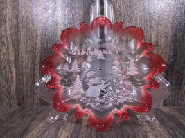 VTG Mikasa Etched Glass Candy Cookie Dish Fluted Edge Christmas Story 10&quot; - £23.34 GBP
