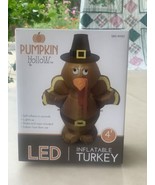 Pumpkin Hollow Indoor/Outdoor 4&#39; LED Inflatable Pilgrim Turkey Blow Up L... - £71.21 GBP