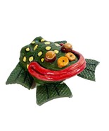 Handmade Ceramic Pottery Green Frog Toad Figurine Cartoony Paperweight H... - €17,11 EUR