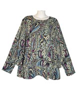 J Jill Womens Size Large Top Layered Paisley Blouse Colorful Flowy Artsy... - $22.17