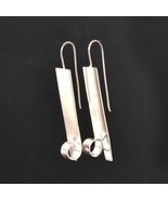 Long Drop Dangle Earrings Sterling Silver Statement Modern Large Women E... - $76.02 CAD
