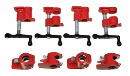 4Pcs 3/4&quot; Wood Gluing Pipe Clamp Set Pro Woodworking Cast Iron Fixed Fir... - $72.99