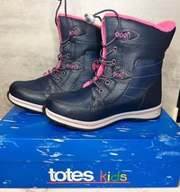Totes Kids Size 5M Beaver Navy Fuschia Thermolite Boots Lightly Worn With Box - £11.01 GBP