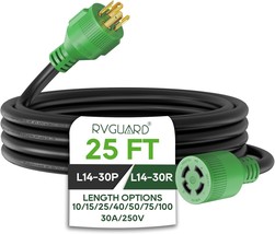 Rvguard 4 Prong 30 Amp 25 Foot Generator Extension Cord, Nema L14-30P/L1... - $64.99