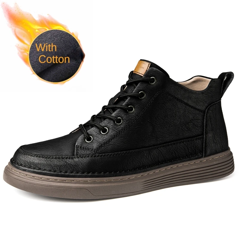 Brand New Men&#39;s Genuine Leather Shoes Plus Cotton Thermal Men&#39;s High Top... - $94.63
