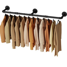 60in Industrial Pipe Wall Mount Clothing Rack, Space Saver Hanging Pipe ... - $103.96