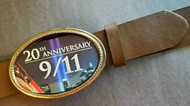 20th anniversary TOWER of LIGHT  9-11 epoxy buckle &amp; Brown Bonded Leathe... - $24.70