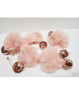 Christmas Shabby Chic Gold Blush Pink Tulle Sequins Tree Garland 6&#39; New - $26.72