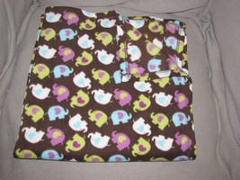Baby Starters Brown Purple Blue Lime Green White Fleece Elephant Blanket Nwot - £26.98 GBP