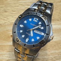 Armitron Quartz Watch 20/4221 Men 50m Rotating Bezel Silver Blue New Batter 7.5&quot; - £22.27 GBP