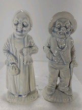 Vintage Figurines Man &amp; Woman Porcelain- White &amp; Blue 6&quot; Tall - £9.74 GBP