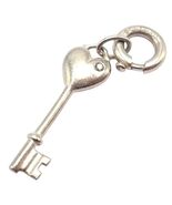 Tiffany &amp; Co. Silver Diamond Key Heart Charm Pendant + Spring Ring Clasp - $4,563.05 MXN