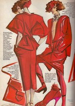 1985 Antonio Lopez 2-page Illustration Red Redhead Sexy Legs Vogue Fendi 1980s - £8.92 GBP