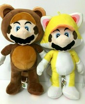 Set of 2 Super Mario Yellow &amp;  Tanooki Plush Toys. Soft.12&quot; each  New - £29.17 GBP