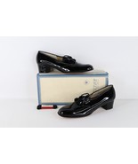 NOS Vtg 90s Streetwear Womens 9 3A Patent Leather Chunky Heel Shoes Blac... - $135.67 CAD