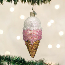 Old World Christmas Ice Cream Cone Blown Glass Christmas Ornament 32028 - £14.29 GBP