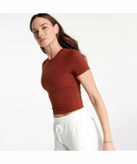 CALIA Women&#39;s Inspire Short Sleeve Top Red Brown Pull Over Size XXL Stre... - $464.90 MXN