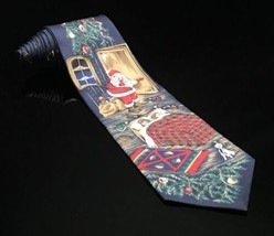 American Traditions Mens Christmas Tie Santa Silent Night Toys Gifts Silk - £10.11 GBP
