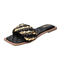 Women Braided Slippers  Phnom Penh Open-toe Flat Slippers Set Foot Vacation Beac - £32.53 GBP
