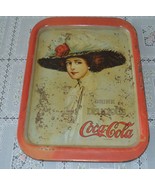 Vintage Drink Delicious Coca Cola Tray. Woman w Faether Hat &amp; Red Rose - $19.99