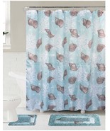 Bath Mat Set (Contour &amp; Rug) with Fabric Shower Curtain and Fabric Cover... - $22.64