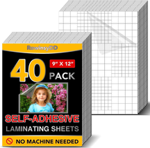 40 PCS Self-Adhesive Laminating Sheets, 9 X 12 Inches Clear Laminating Sheets No - £10.92 GBP