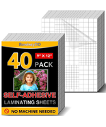 40 PCS Self-Adhesive Laminating Sheets, 9 X 12 Inches Clear Laminating S... - £11.05 GBP