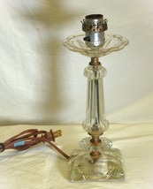 Ornate Table Lamp Light Clear Glass Base Vintage - $29.69